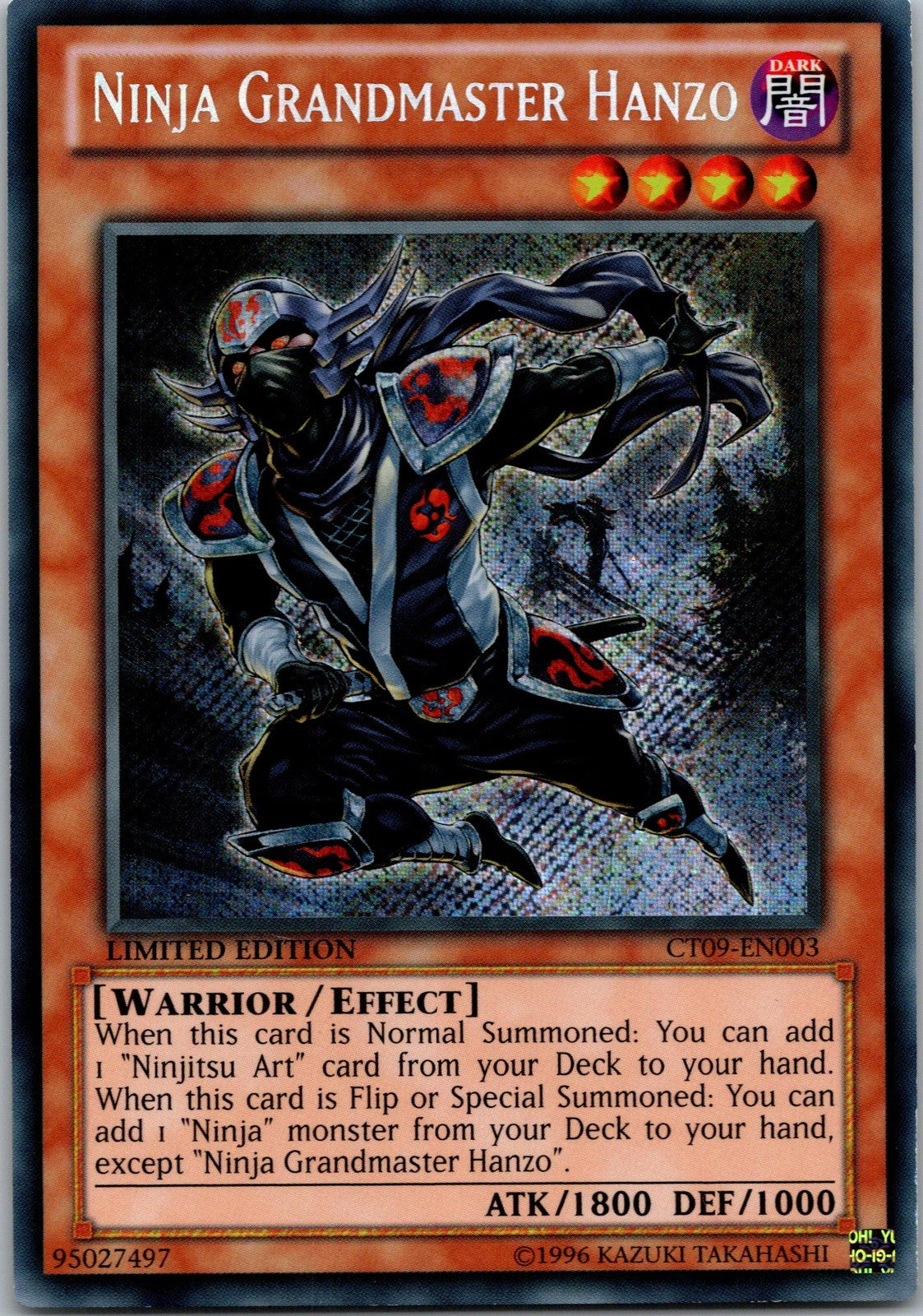 Yugioh Ninja Grandmaster Hanzo CT09-EN003 1st Edition Secret Rare NM