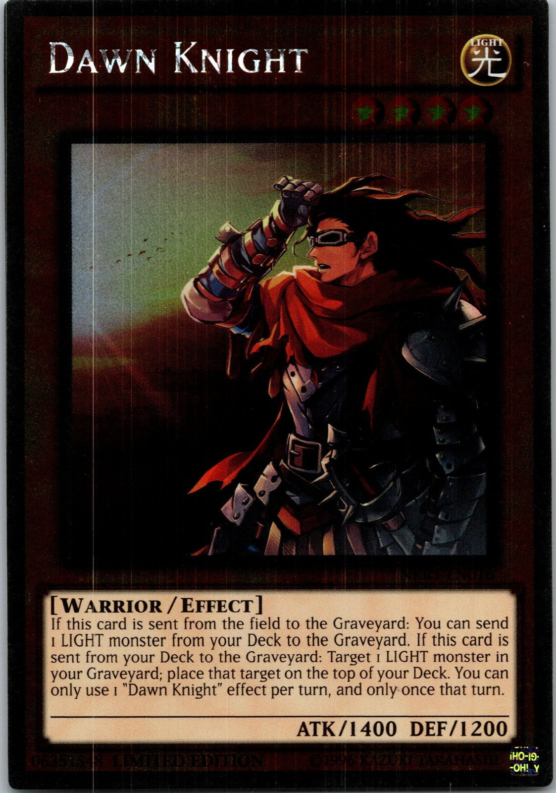 Yugioh Dawn Knight NKRT-EN016 Limited Edition Platinum Rare NM