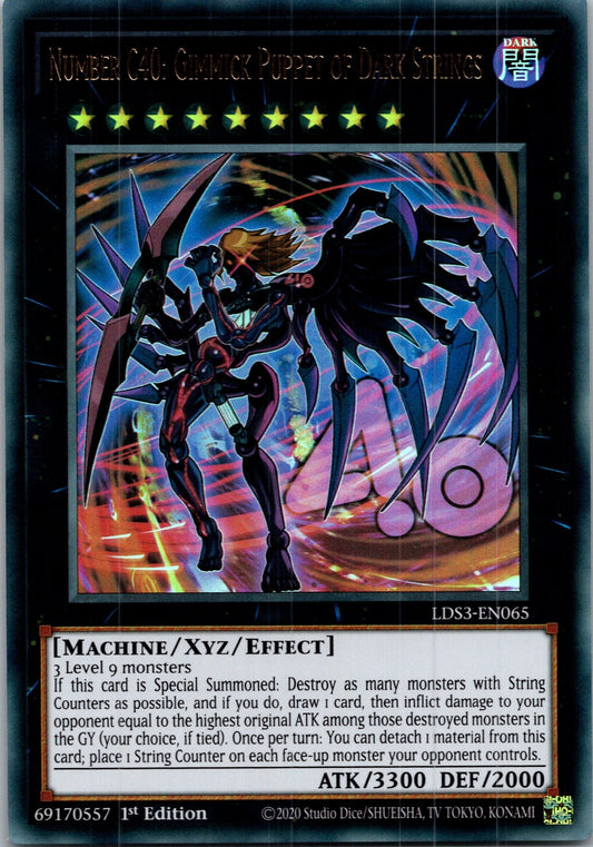 Yugioh Number C40: Gimmick Puppet of Dark Strings LDS3-EN065 1st Edition Ultra R