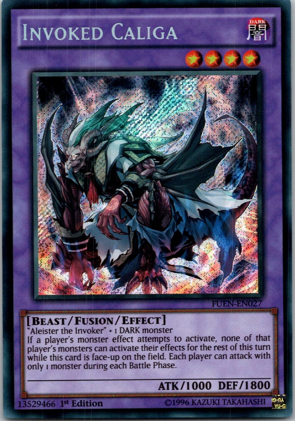 Yugioh Invoked Caliga FUEN-EN027 1st Edition Secret Rare NM