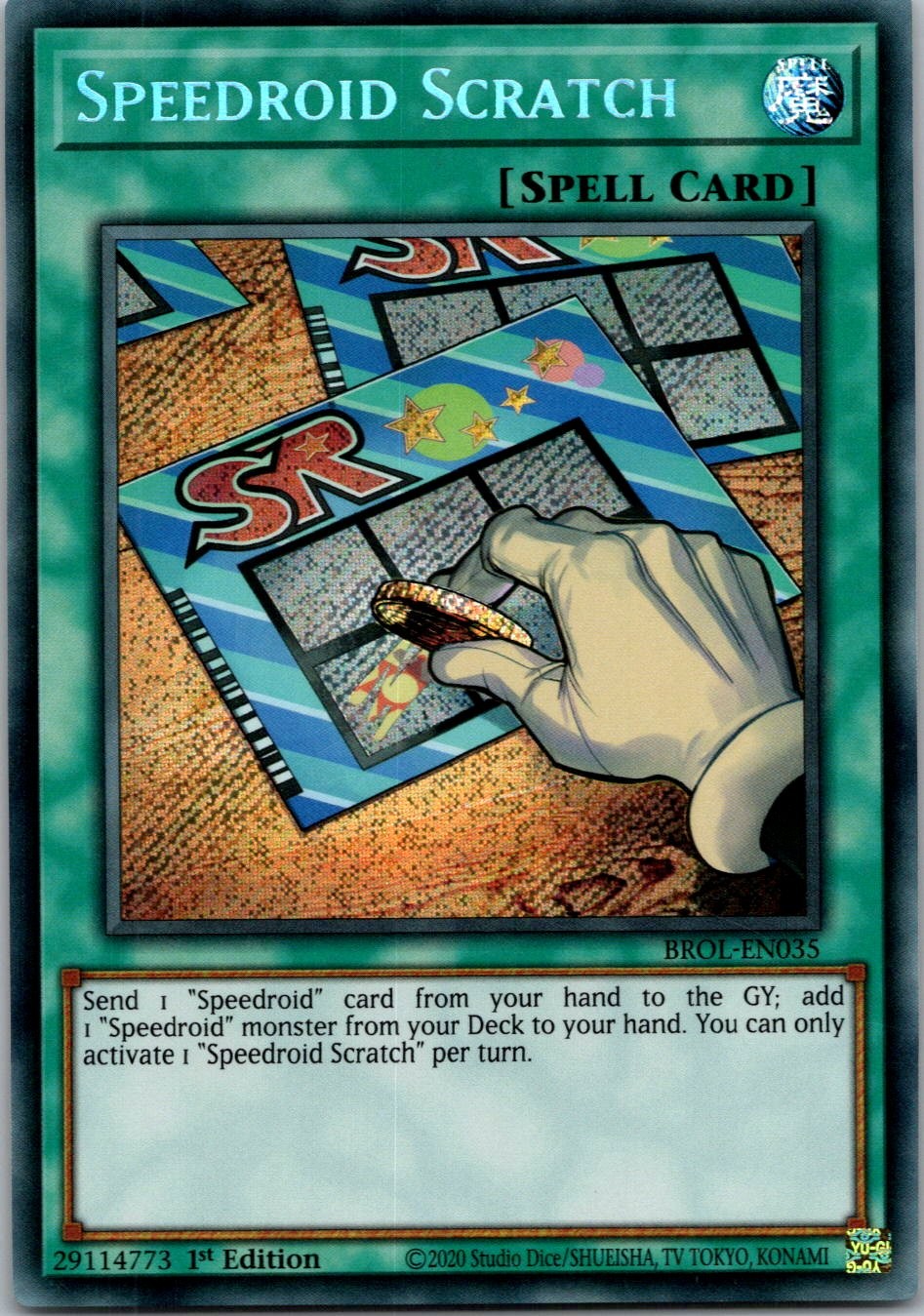 Yugioh Speedroid Scratch BROL-EN035 1st Edition Secret Rare NM