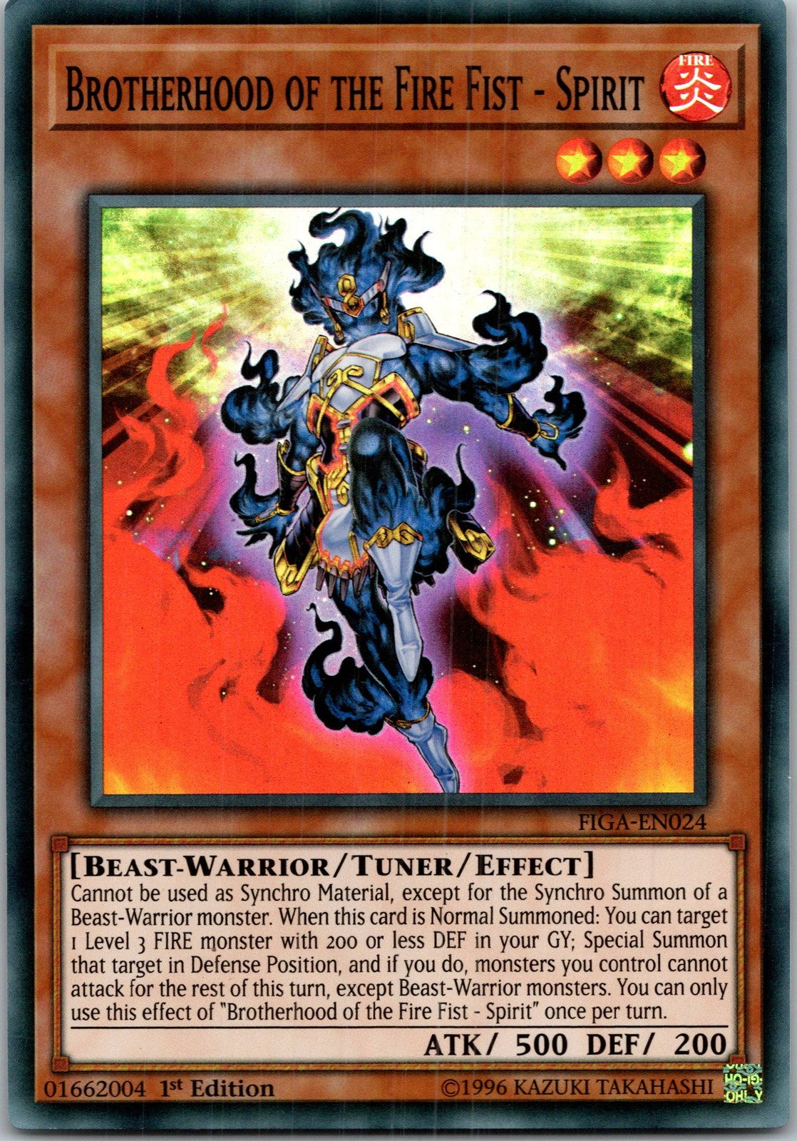 Yugioh Brotherhood of the Fire Fist - Spirit FIGA-EN024 1st Edition Super Rare N