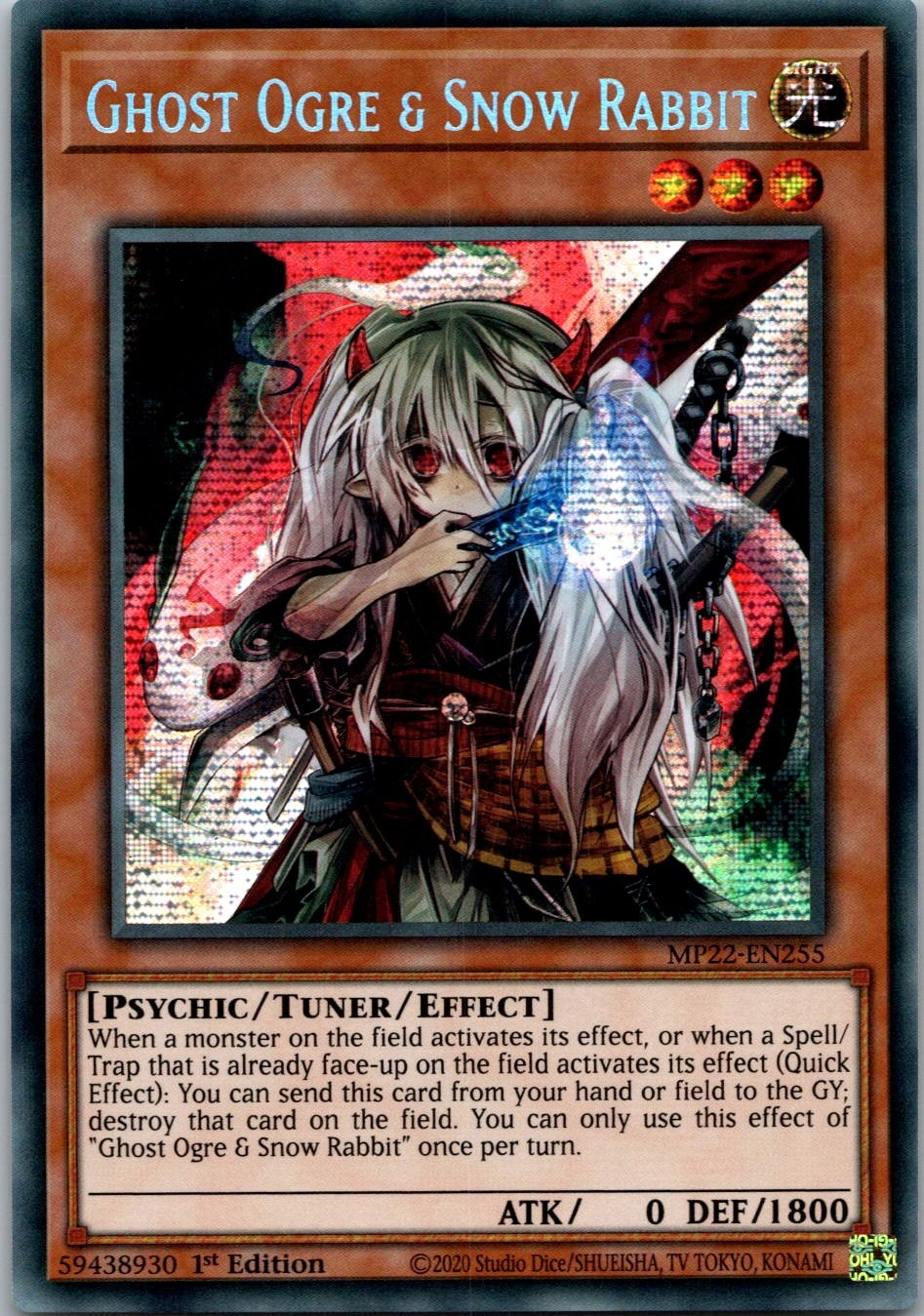 Yugioh Ghost Ogre & Snow Rabbit MP22-EN255 1st Edition Prismatic Secret Rare NM
