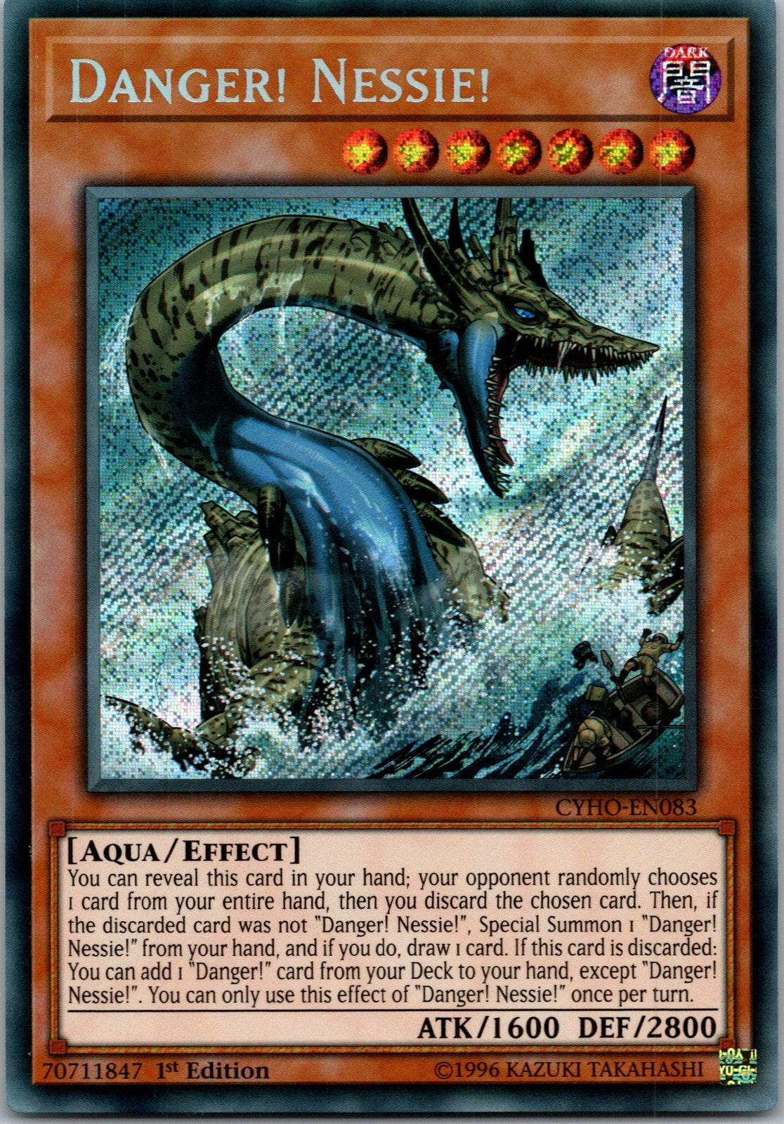 Yugioh Danger! Nessie! CYHO-EN083 1st Edition Secret Rare NM
