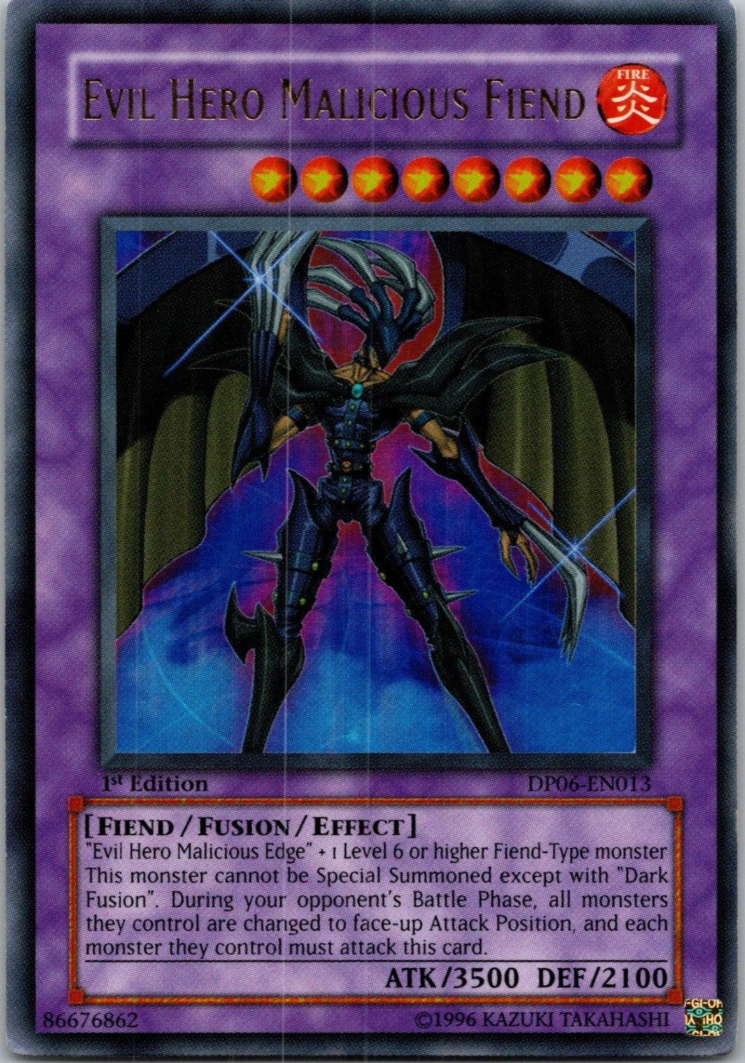 Yugioh Evil Hero Malicious Fiend DP06-EN013 1st Edition Ultra Rare NM