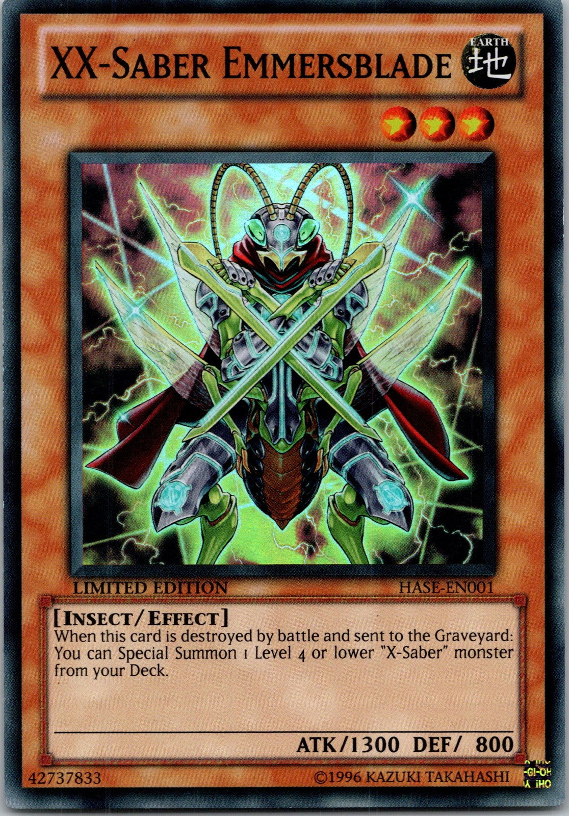 Yugioh XX-Saber Emmersblade HASE-EN001 Limited Edition Super Rare NM