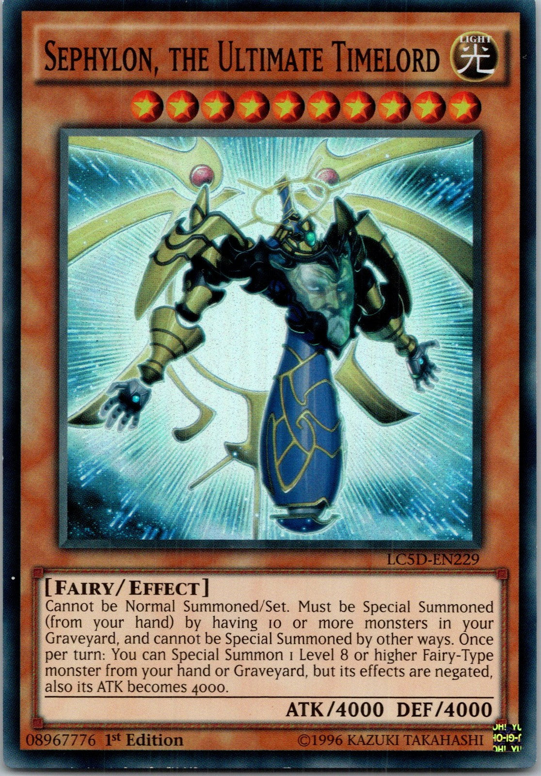 Yugioh Sephylon, the Ultimate Timelord LC5D-EN229 1st Edition Super Rare NM