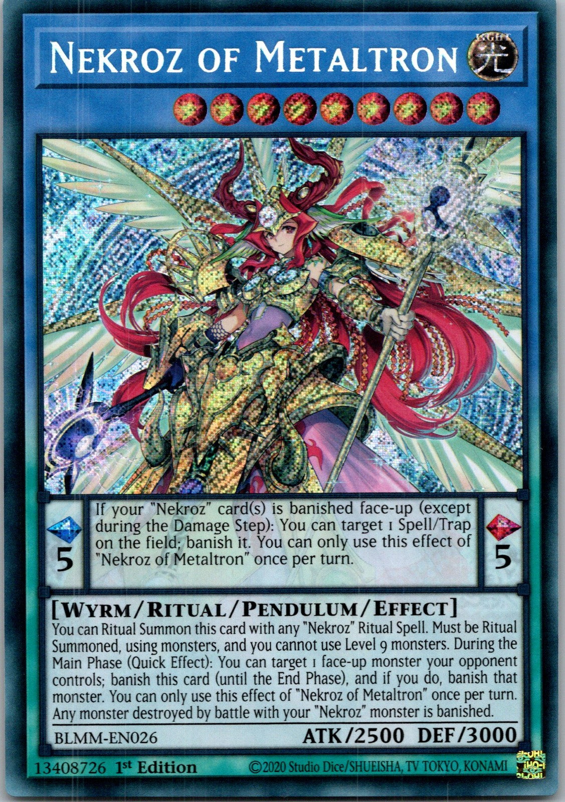 Yugioh Nekroz of Metaltron BLMM-EN026 1st Edition Secret Rare NM