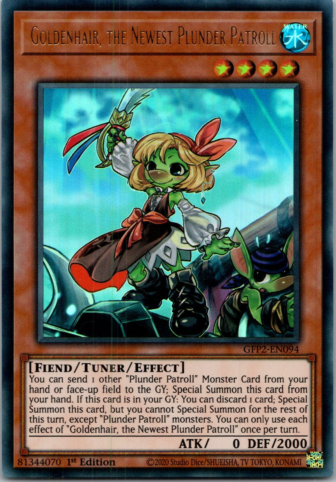 Yugioh Goldenhair, the Newest Plunder Patroll GFP2-EN094 1st Edition Ultra Rare