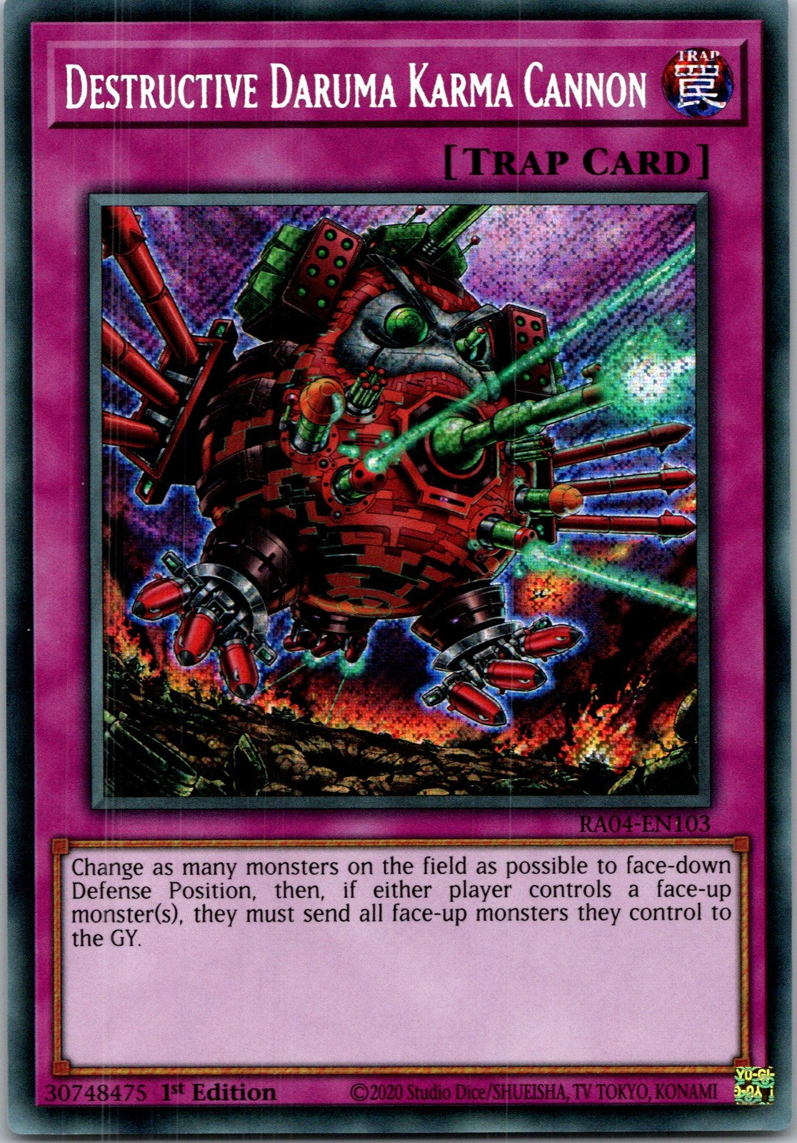 Yugioh Destructive Daruma Karma Cannon RA04-EN103 1st Edition Secret Rare NM